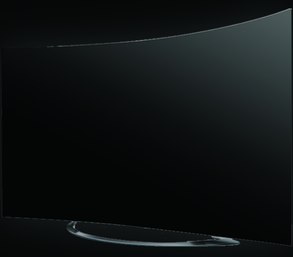 Curved smart LED television display showcasing premium product engineering
