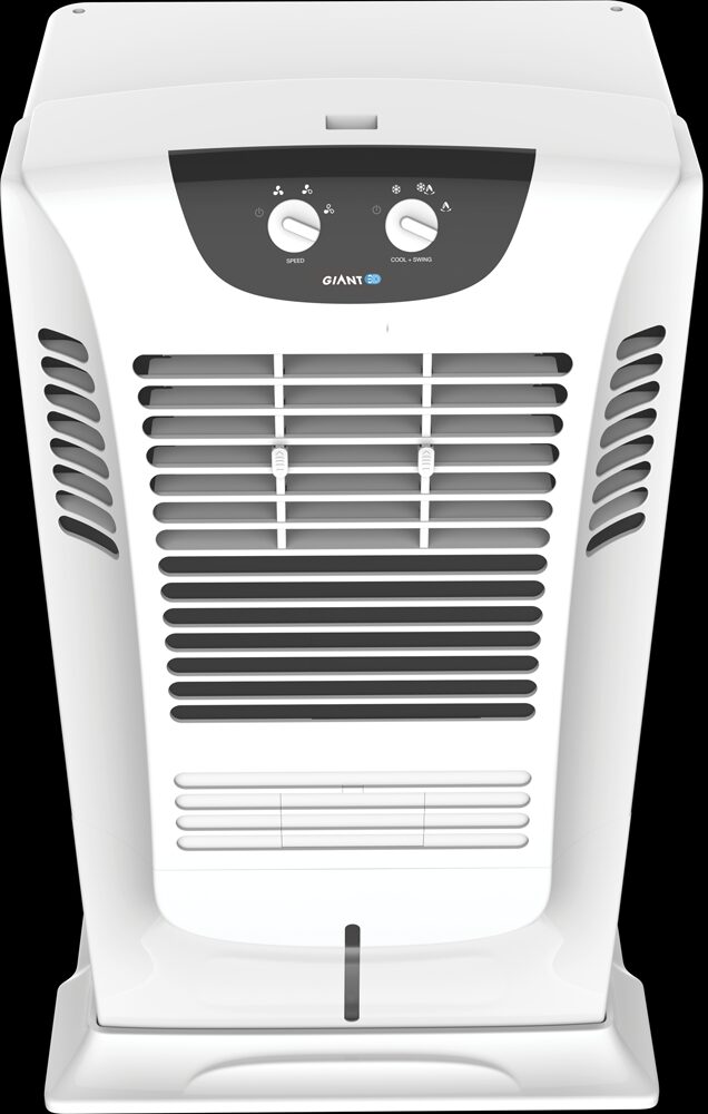 Evaporative desert air cooler unit and industrial bulk packaging design