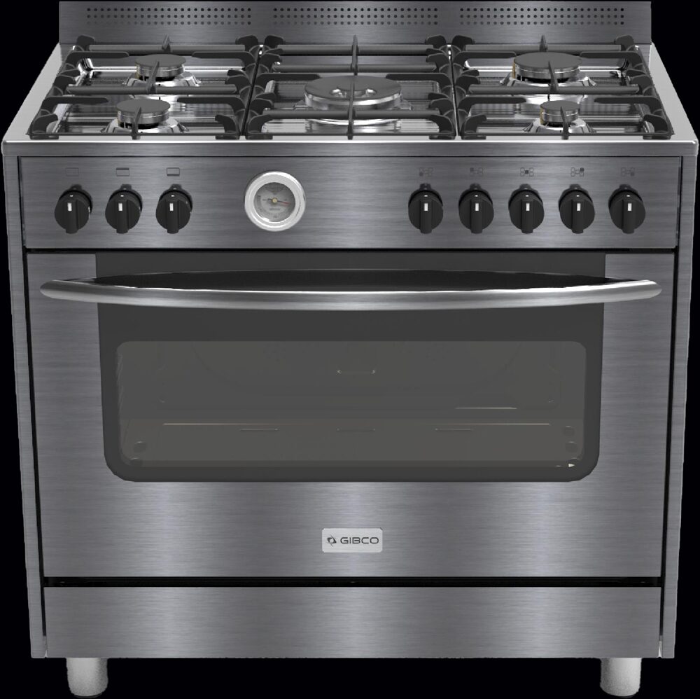 Free standing gas cooker oven unit showcasing industrial manufacturing design