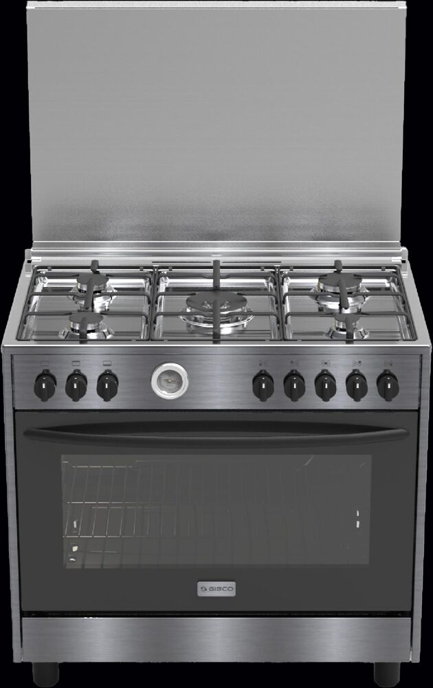 Free standing gas cooker oven unit showcasing industrial manufacturing design