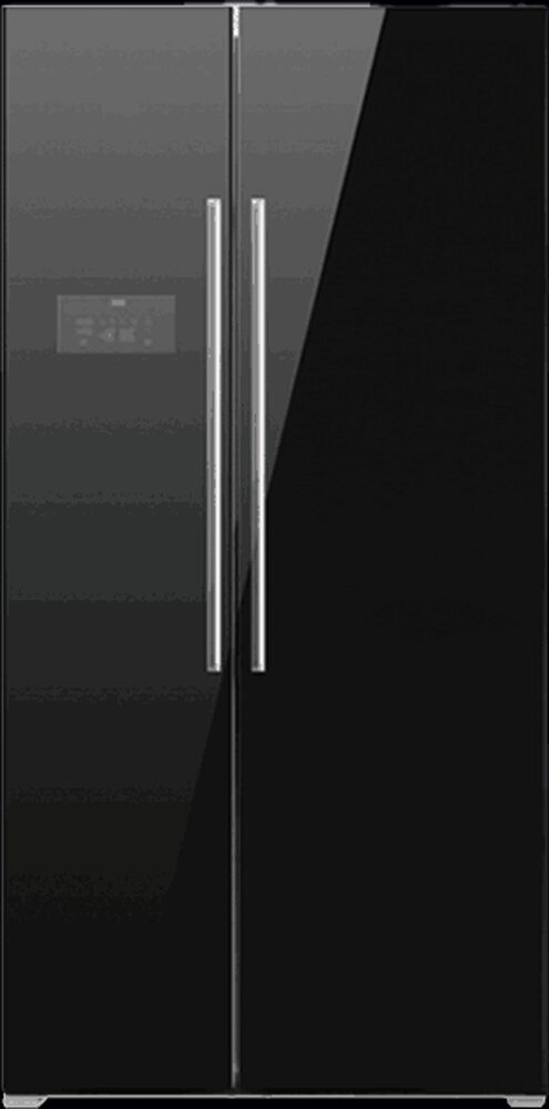 Custom private labeled side-by-side freezer refrigerator manufactured for wholesale appliance brands.