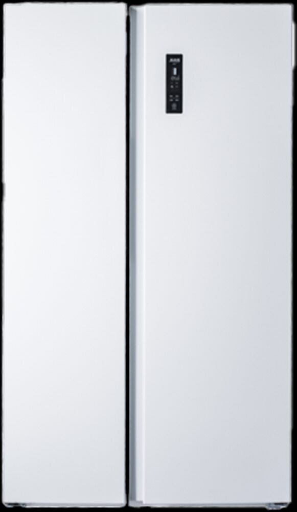 Custom private labeled side-by-side freezer refrigerator manufactured for wholesale appliance brands.