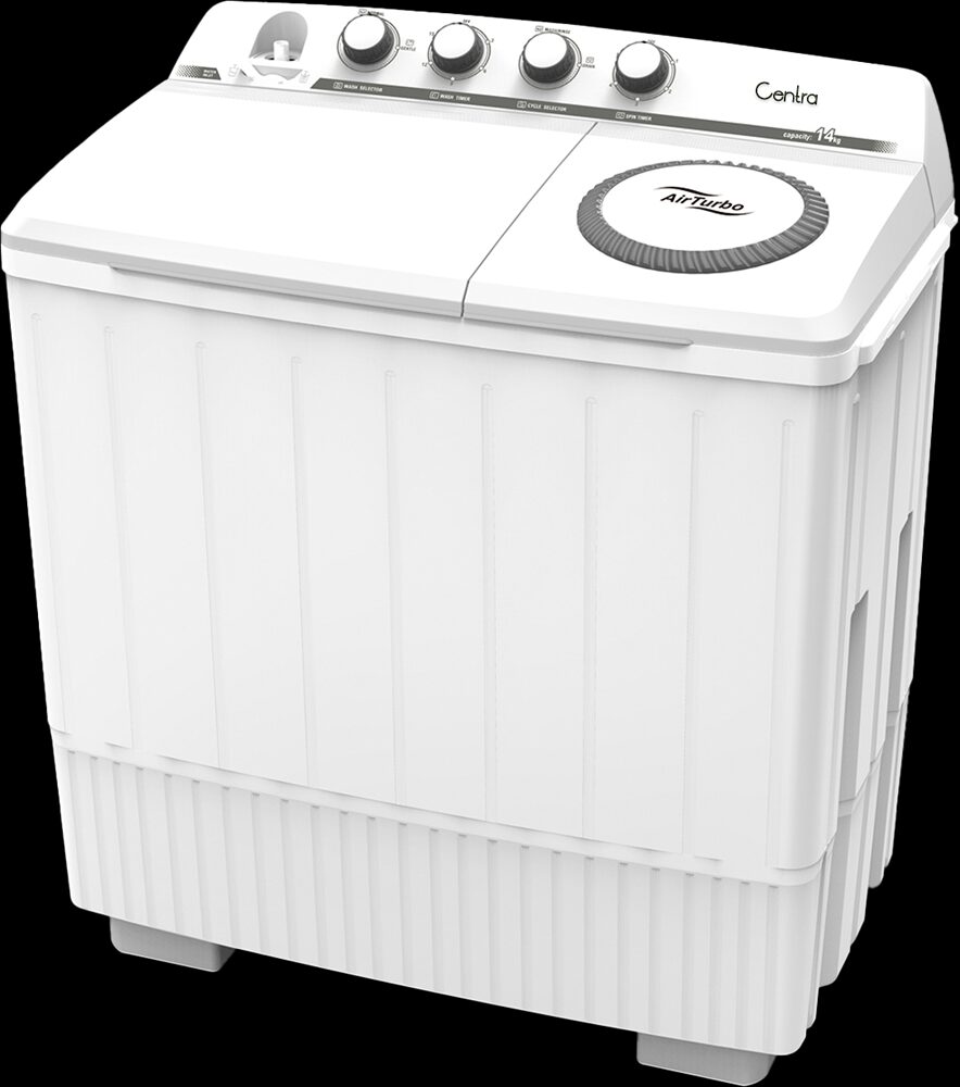 Twin tub semi-automatic washing machine with private label packaging design