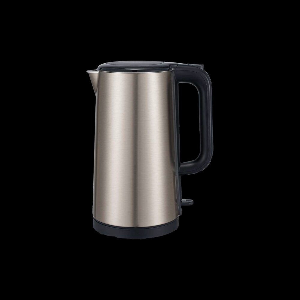 Stainless steel electric kettle with professional retail packaging design