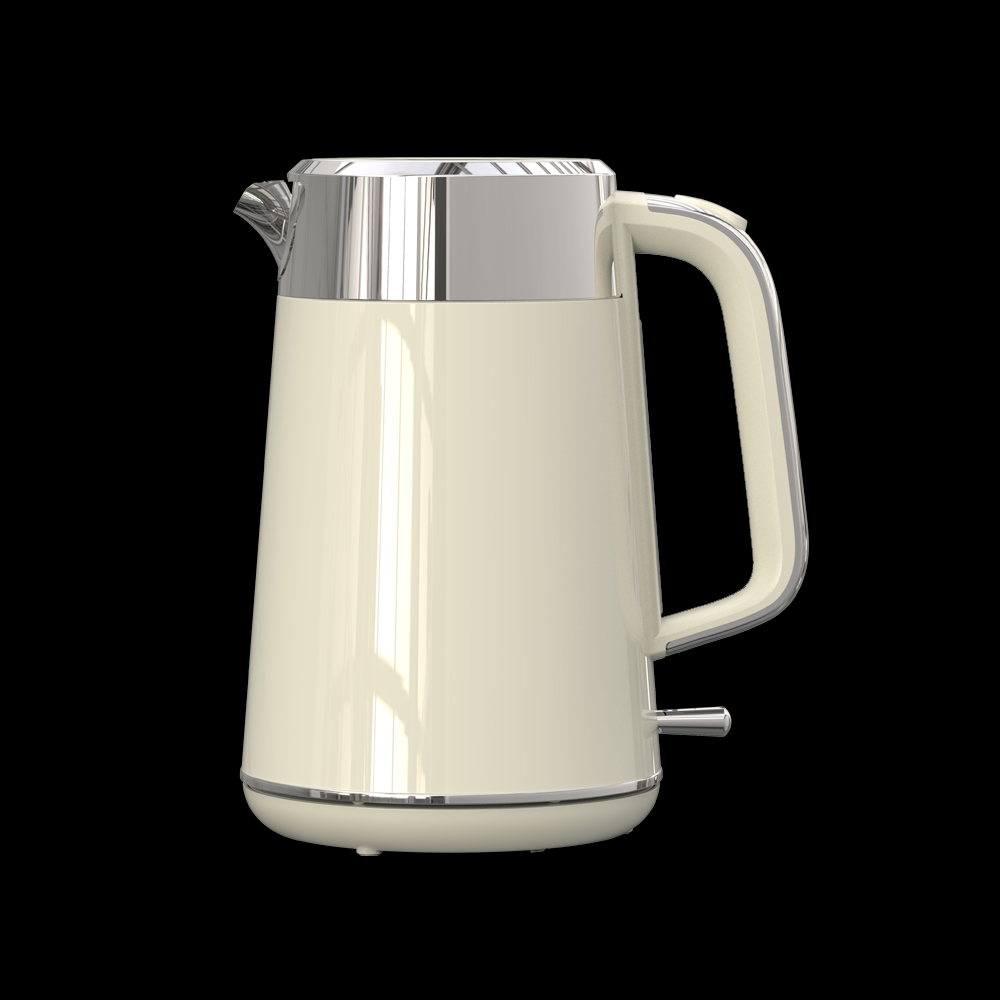 Stainless steel electric kettle with professional retail packaging design
