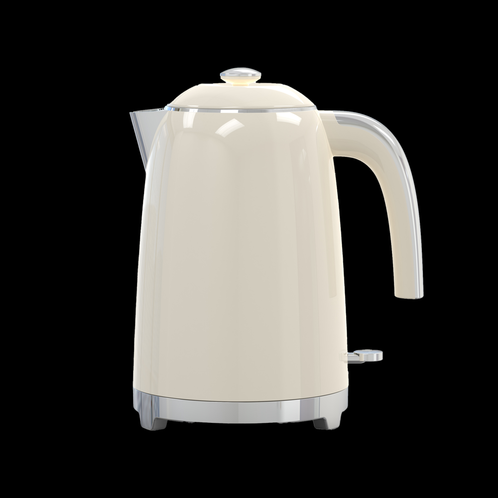 Stainless steel electric kettle with professional retail packaging design
