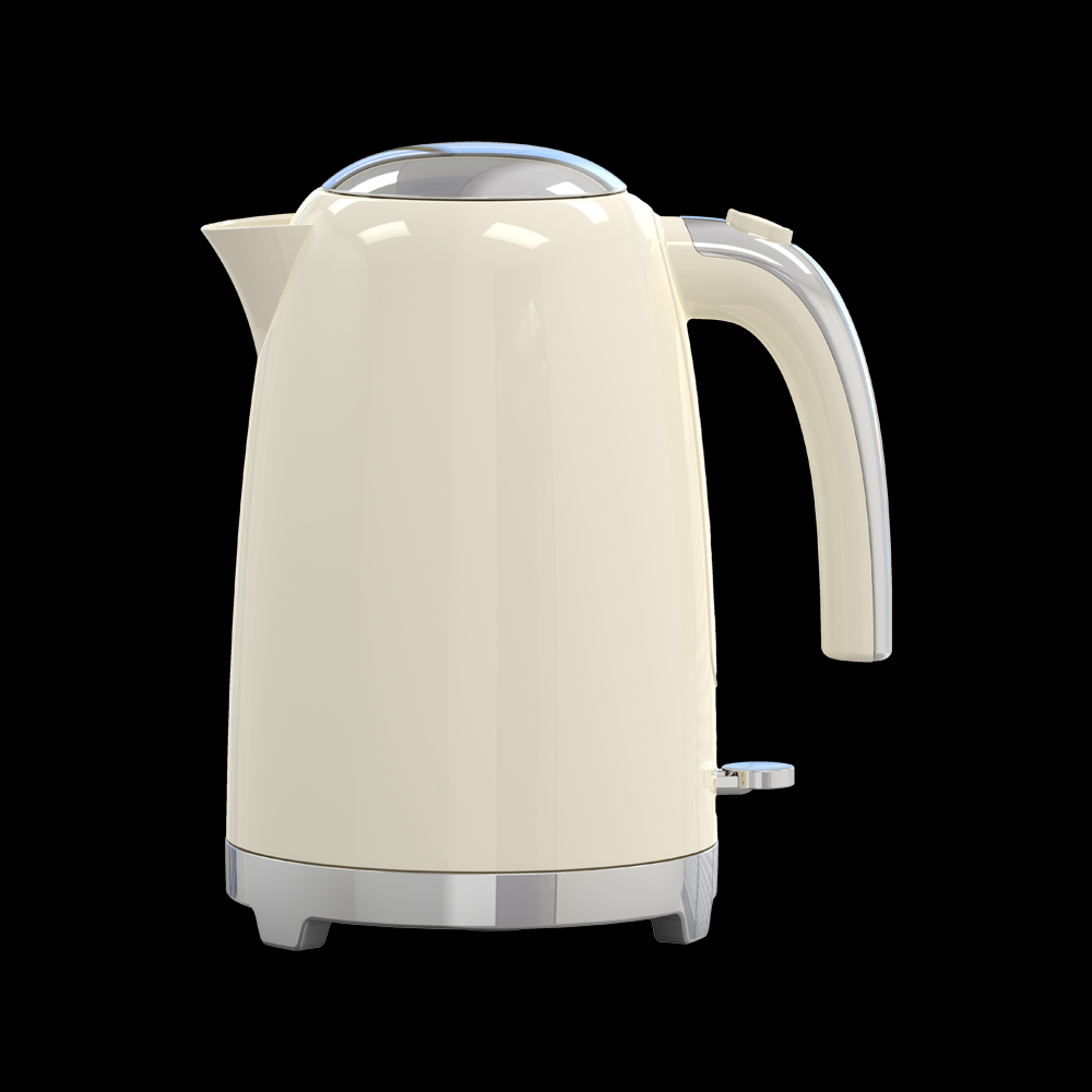 Stainless steel electric kettle with professional retail packaging design